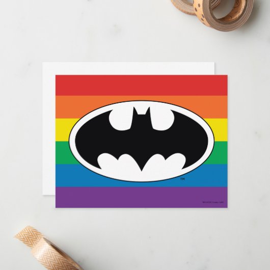 Batman Rainbow Logo Notitiekaartje (Voorkant / Achterkant in situ)