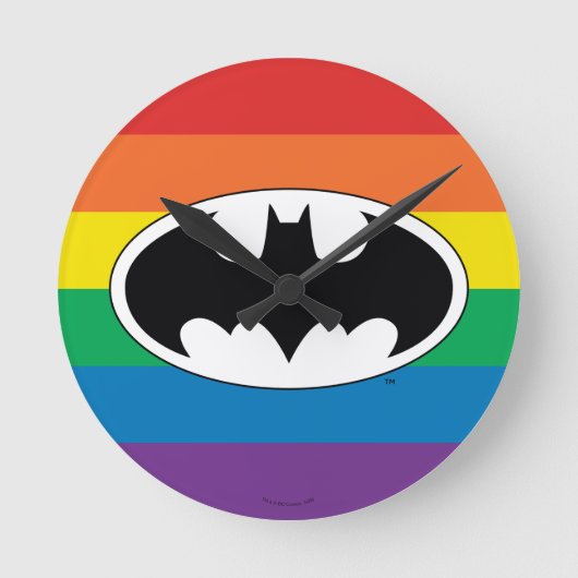 Batman Rainbow Logo Ronde Klok (Voorkant)
