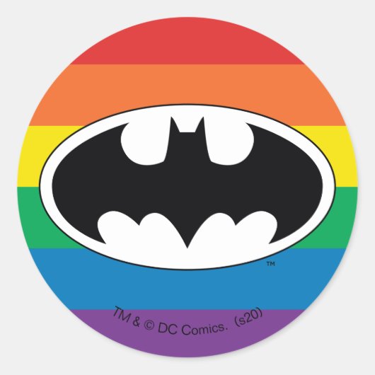 Batman Rainbow Logo Ronde Sticker (Voorkant)