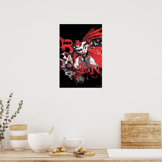 Batman Red en Black Collage Poster (Keuken)