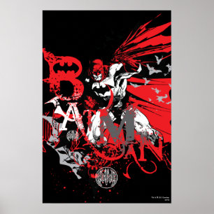 Batman Red en Black Collage Poster