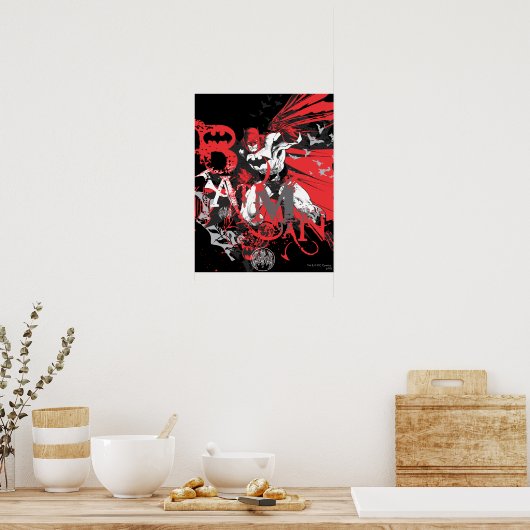 Batman Red en Black Collage Poster (Keuken)