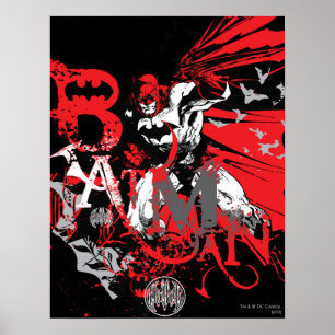 Batman Red en Black Collage Poster
