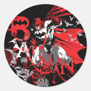 Batman Red en Black Collage Ronde Sticker