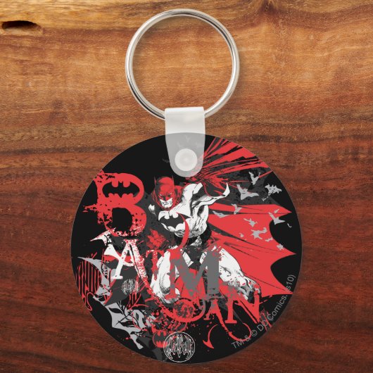 Batman Red en Black Collage Sleutelhanger (Voorkant)