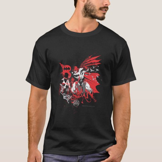 Batman Red en Black Collage T-shirt (Voorkant)