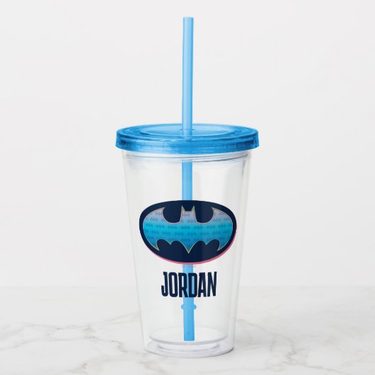 Batman | Roze en blauw symbool Acryl Drinkbeker (Voorkant)