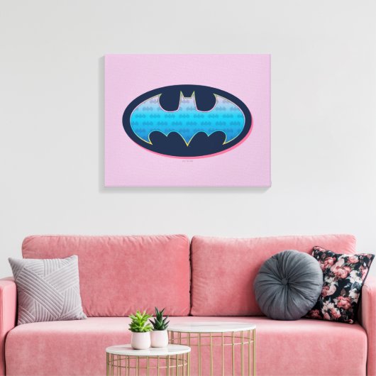 Batman | Roze en blauw symbool Canvas Afdruk (Insitu (Woonkamer))