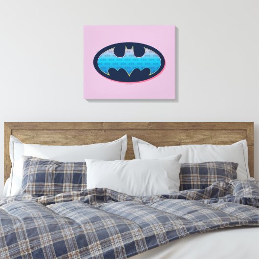 Batman | Roze en blauw symbool Canvas Afdruk (Insitu (Slaapkamer))