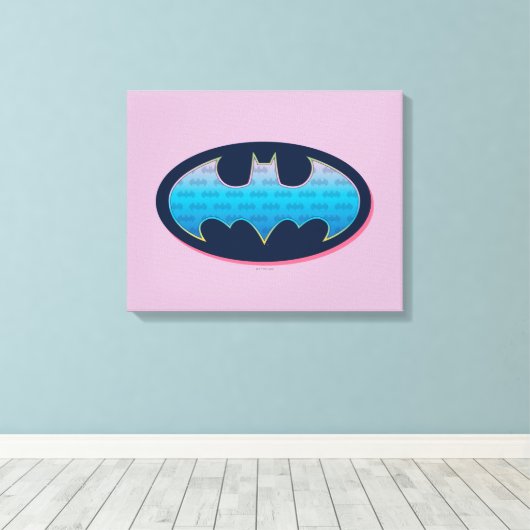 Batman | Roze en blauw symbool Canvas Afdruk (Insitu (Houten vloer))