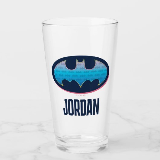 Batman | Roze en blauw symbool Glas (Voorkant)