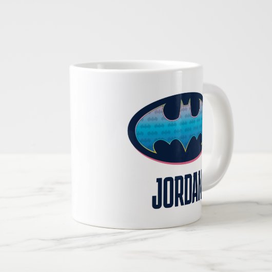 Batman | Roze en blauw symbool Grote Koffiekop (Voorkant rechts)