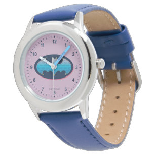 Batman   Roze en blauw symbool Horloge