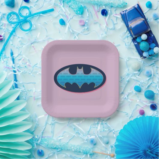 Batman | Roze en blauw symbool Papieren Bordje (Feest)