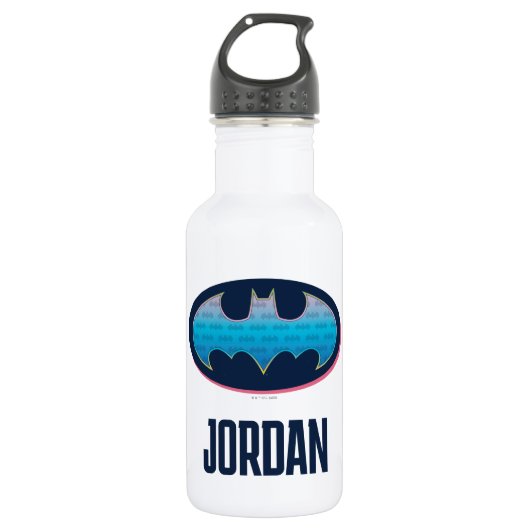 Batman | Roze en blauw symbool Waterfles (Voorkant)