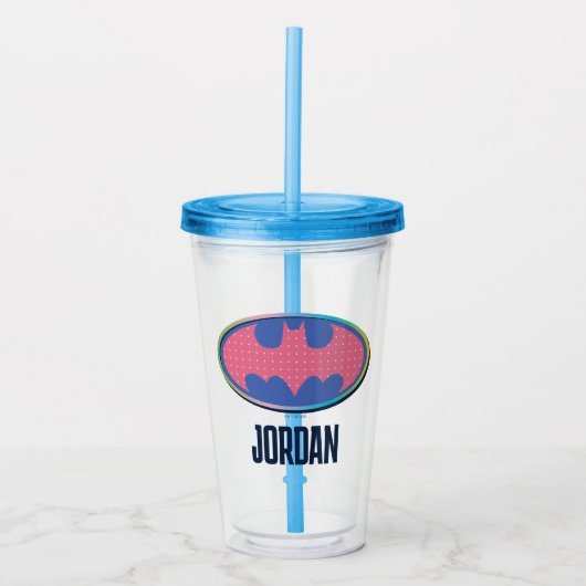 Batman | Roze poladot Logo Acryl Drinkbeker (Voorkant)