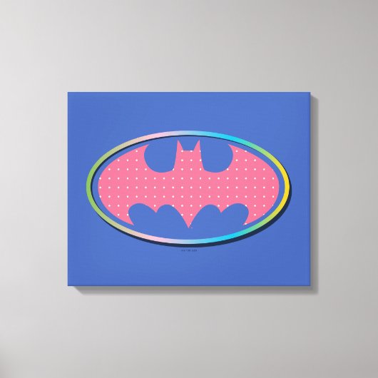Batman | Roze poladot Logo Canvas Afdruk (Voorkant)