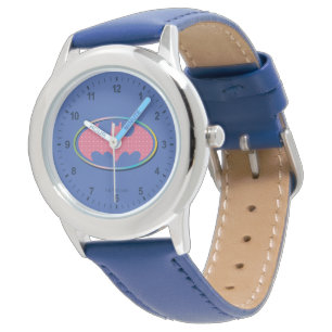 Batman   Roze poladot Logo Horloge