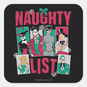 Batman Santa Naughty Lijst van Villains Vierkante Sticker