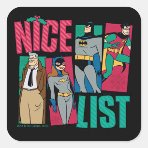 Batman Santa Nice-lijst van helden Vierkante Sticker