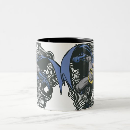 Batman Skulls/Ink Doodle 2 Tweekleurige Koffiemok (Center)