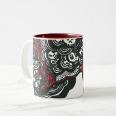Batman Skulls/Ink Doodle Tweekleurige Koffiemok (Voorkant links)