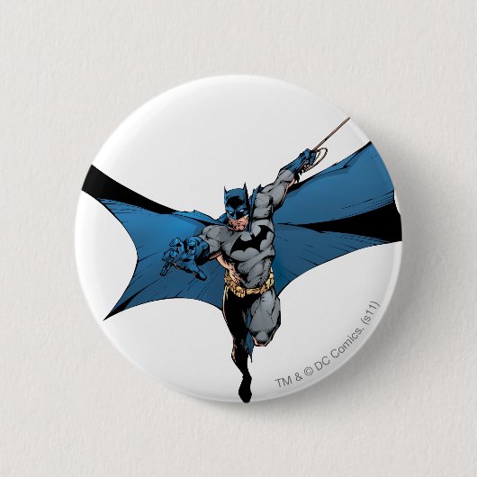 Batman springt met touw ronde button 5,7 cm (Voorkant)