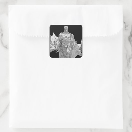 Batman Standing Drawing Vierkante Sticker (Tas)
