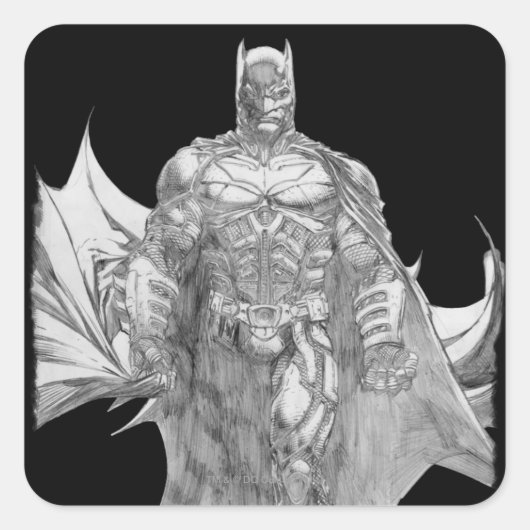 Batman Standing Drawing Vierkante Sticker (Voorkant)