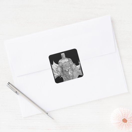 Batman Standing Drawing Vierkante Sticker (Envelop)