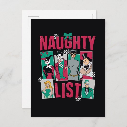 Batman | Stoute lijst van schurken van de Kerstman Feestdagenkaart (Voorkant / Achterkant)
