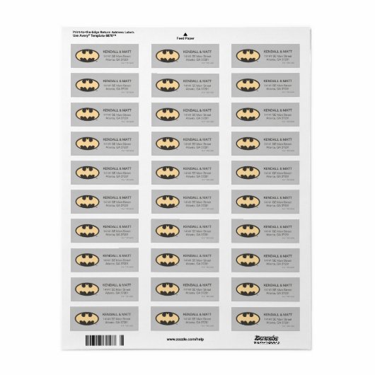Batman Super Hero Baby shower Etiket (Full Sheet)