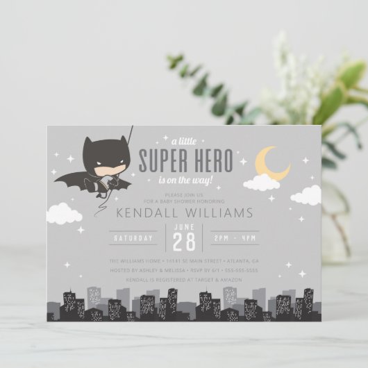 Batman Super Hero Baby shower Kaart (Staand voorkant)