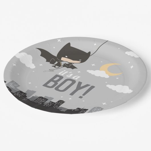 Batman Super Hero Baby shower Papieren Bordje (Gekanteld)