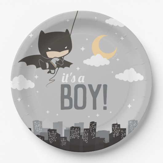Batman Super Hero Baby shower Papieren Bordje (Voorkant)