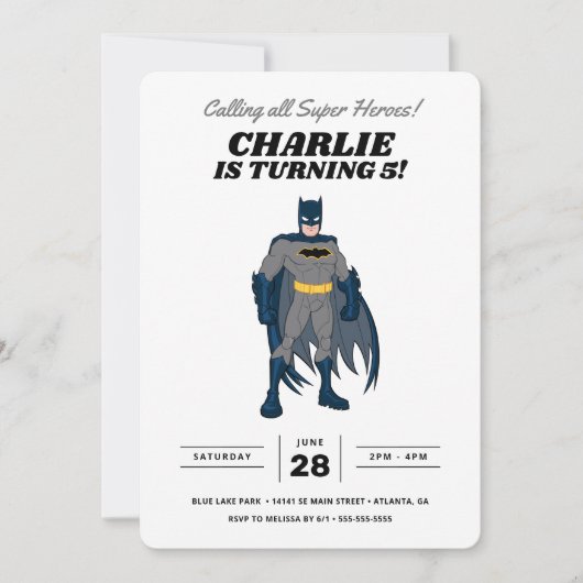 Batman Super Hero Birthday Uitnodiging (Voorkant)