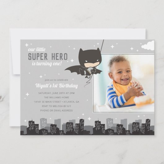 Batman Super Hero First Birthday - Foto Kaart (Voorkant)
