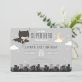 Batman Super Hero First Birthday Kaart (Staand voorkant)