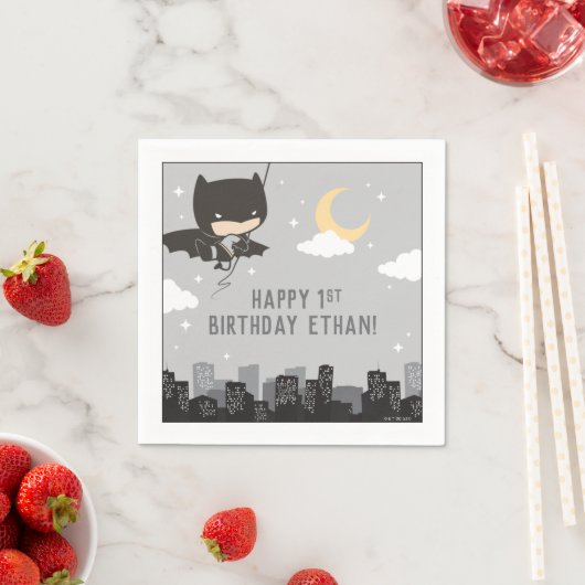 Batman Super Hero First Birthday Napkins Servet (Insitu)