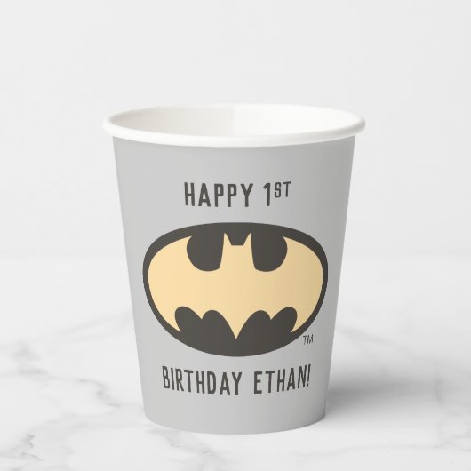 Batman Super Hero First Birthday Paper Cups Papieren Bekers (Links)