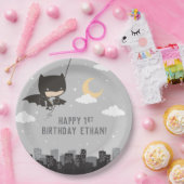 Batman Super Hero First Birthday Papieren Bordje (Feest)
