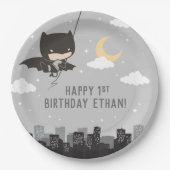 Batman Super Hero First Birthday Papieren Bordje (Voorkant)