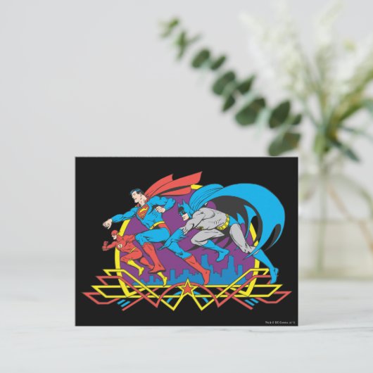 Batman + Superman + Flash Briefkaart (Staand voorkant)