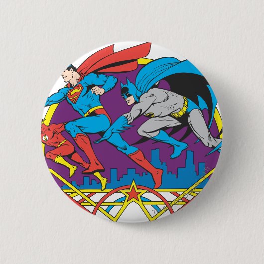 Batman + Superman + Flash Ronde Button 5,7 Cm (Voorkant)