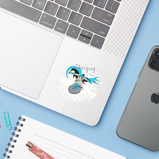 Batman Surfing - Charge! Sticker (Laptop met iPhone)