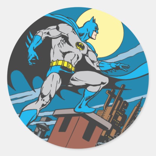Batman Surveys City Ronde Sticker (Voorkant)