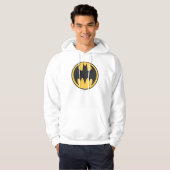 Batman Symbol | Donkergele cirkelvormige Logo Hoodie (Voorkant volledig)