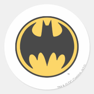 Batman Symbol   Donkergele cirkelvormige Logo Ronde Sticker
