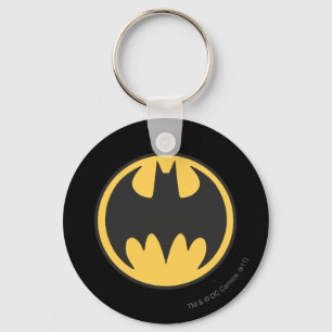 Batman Symbol Donkergele cirkelvormige Logo Sleutelhanger