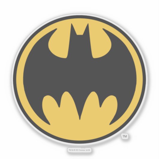 Batman Symbol | Donkergele cirkelvormige Logo Sticker (Voorkant)